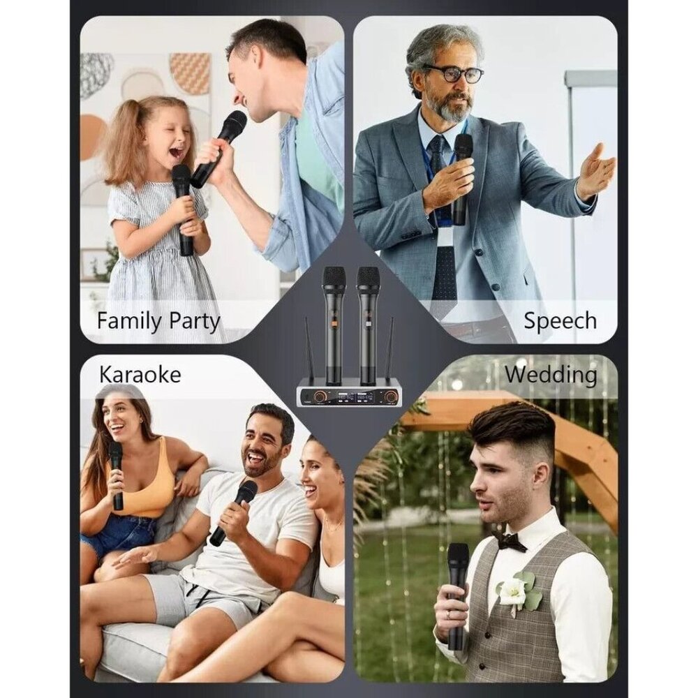 MOYLEAF Wireless Microphones,Metal Dual Professional UHF Cordless Dynamic Wir...